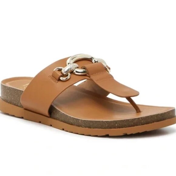 Franco Sarto Brielle Leather T Strap Women's Wedge Sandal Size 9 - Picture 1 of 10